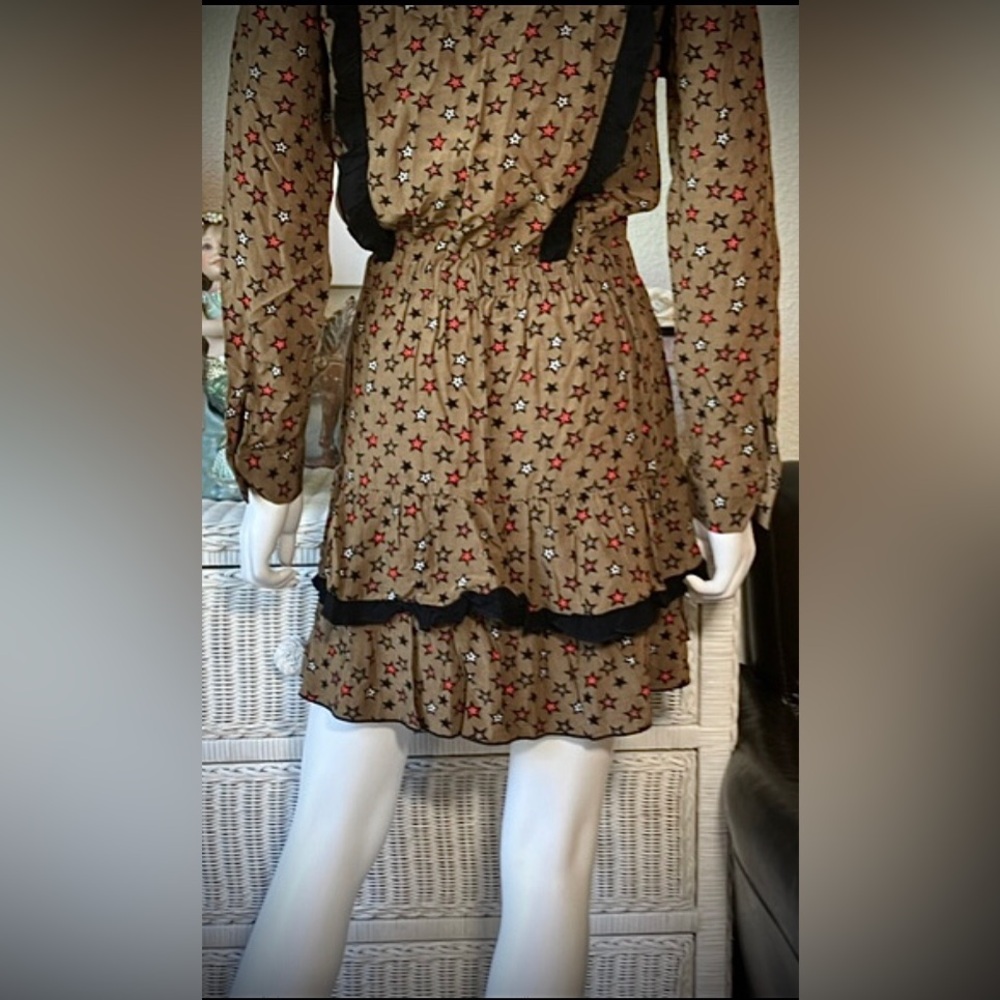 Scotch & Soda Mini Prairie Dress Modest Celestial print in brown & black size XS - Picture 9 of 13